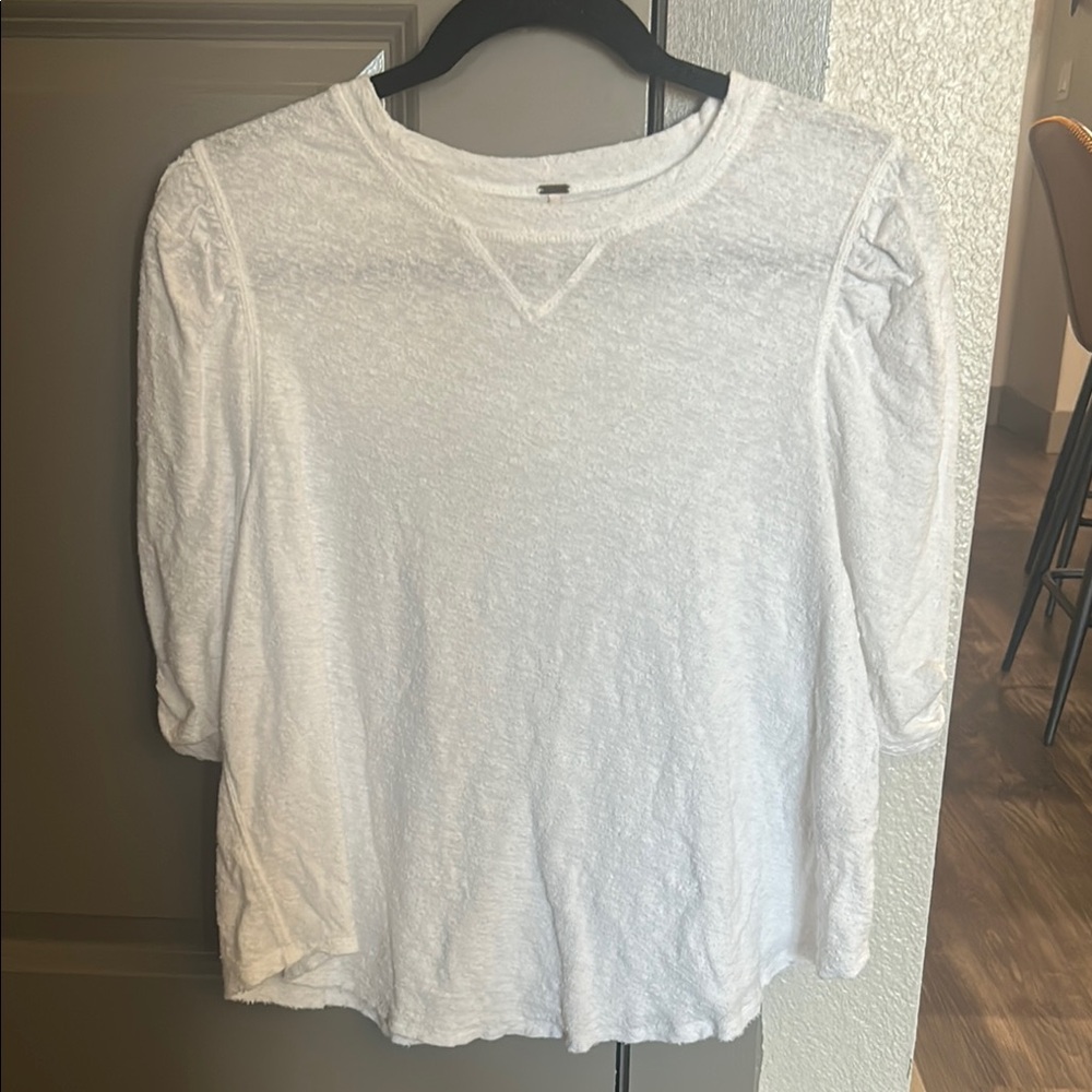 Free People Half Sleeve White Top